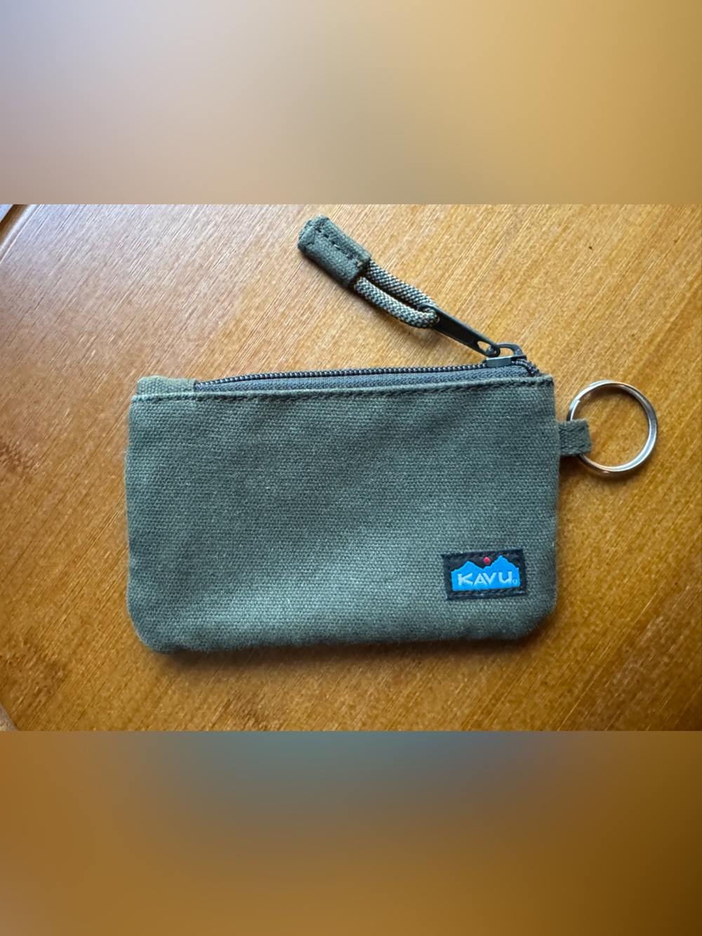 Kavu Olive Canvas Zip ID-Key Pouch with Key Ring